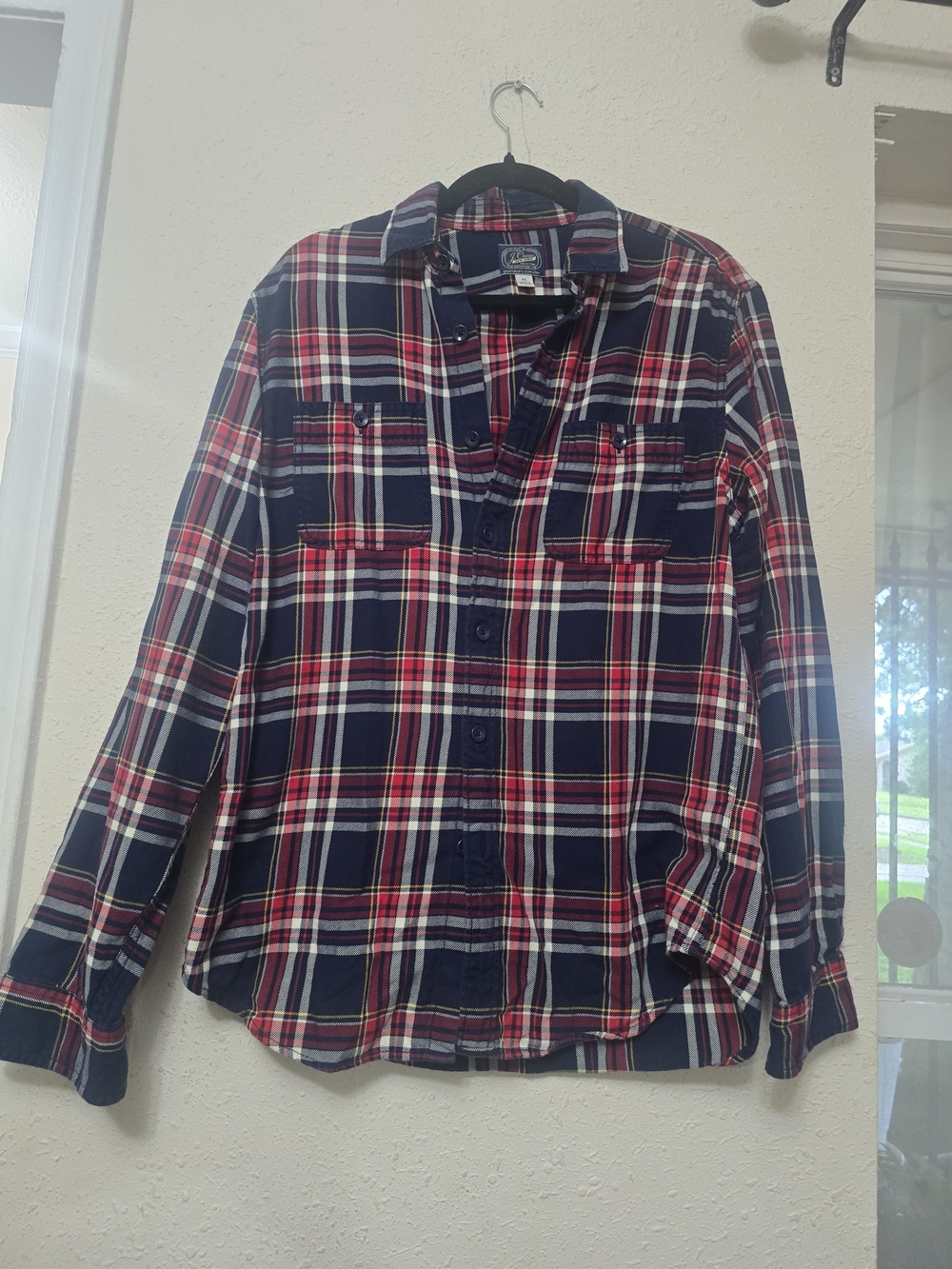 J. Crew Navy and Red Plaid Flannel Shirt - Picture 2 of 6